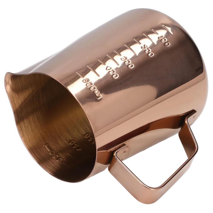 Tasse à Mousse de Lait 550ML avec Échelle Pichet à Mousse en Acier Inoxydable Or Rose Vapeur de Café L white