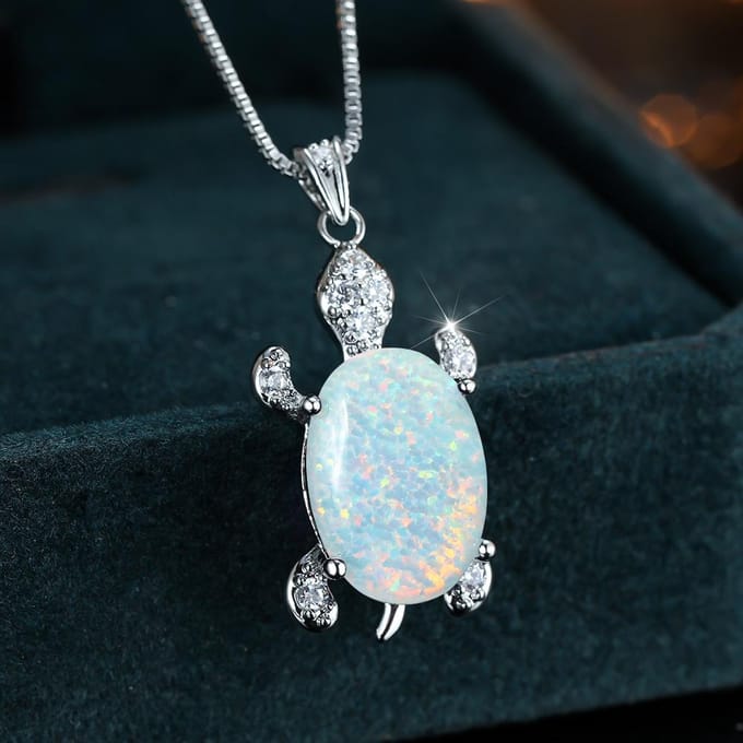 Gepersonaliseerde Blauw Wit Groen Micro Diamant Set Schildpad Dames Veelzijdige Ketting black