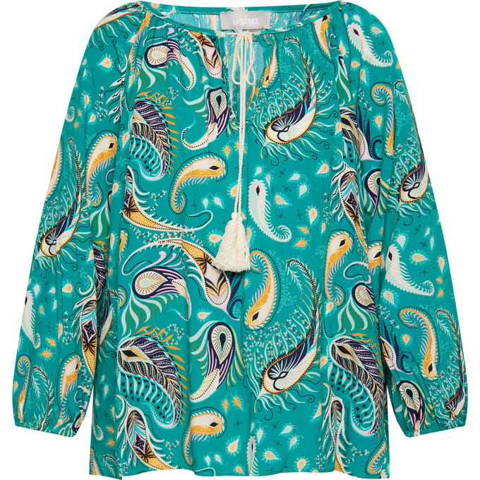 usha Blouse shirt Dames Turkoois Veelkleurig