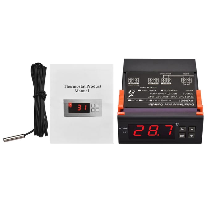 5A Digitale Temperatuurregelaar WK7016C1 Intelligente Temperatuurregelaar AC 220V Koelkast zwart