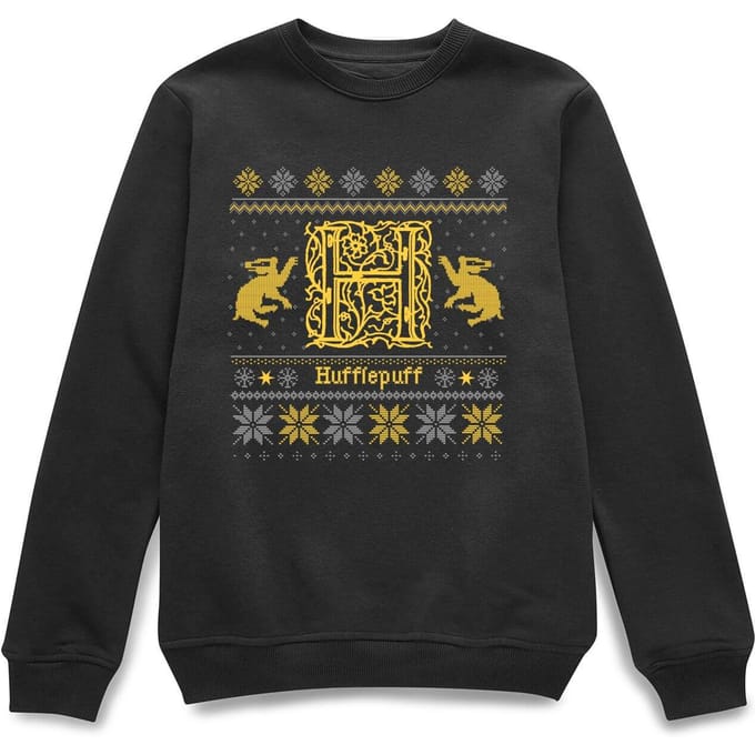 Harry Potter Hufflepuff Christmas Christmas Jumper - Black - S