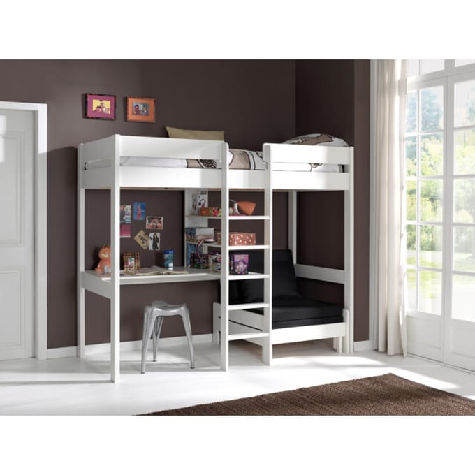 LUCEVI - Pino Hoogslaper + Bureau + Slaapfauteuil 90x200 cm - Wit