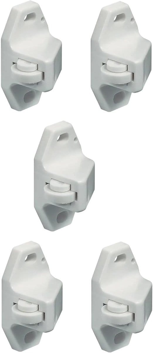 5 x Rolsnapper kunststof deurstopper en meubelsnapper - wit
