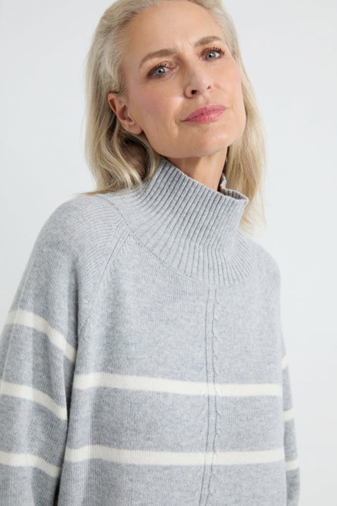 Josephine & Co Anika Dress Grey Stripe Größe: M | Midikleider Outlet | Damen | Grau