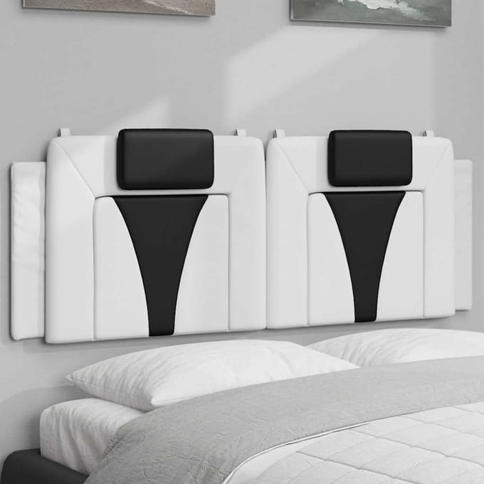 vidaXL - Hoofdbordkussen - "Viana" - 120 - cm - kunstleer - wit - en - zwart
