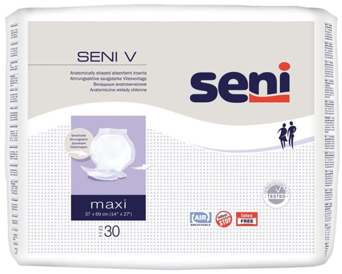 SENI V MAXI - ANATOMISCHE INLEGGER ZONDER PLASTIC BUITENLAAG - 30stuks/PAK
