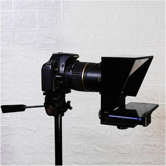 Draagbare Teleprompter - Video Inscriber - Video Opnames - Met Afstandsbediening - 8 Adapterringen - Zwart