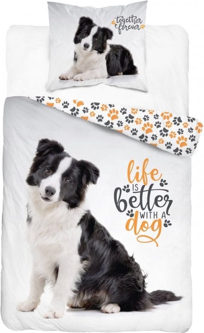 Dekbedovertrek Life Is Better With A Dog 140x200 + 70x80 cm
