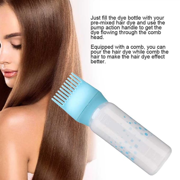 Haarverffles Shampoo Haarkleurmiddel Applicatorfles met Kam 170ml (Blauw) blauw