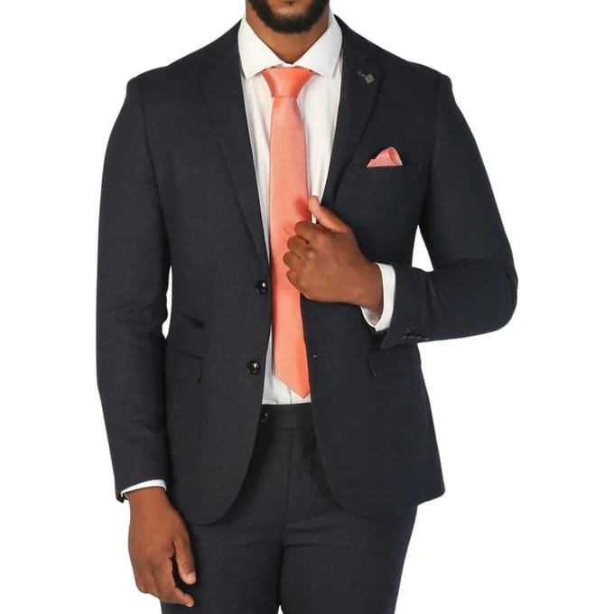 Marineblauwe formele blazer van wolmix tweed voor heren