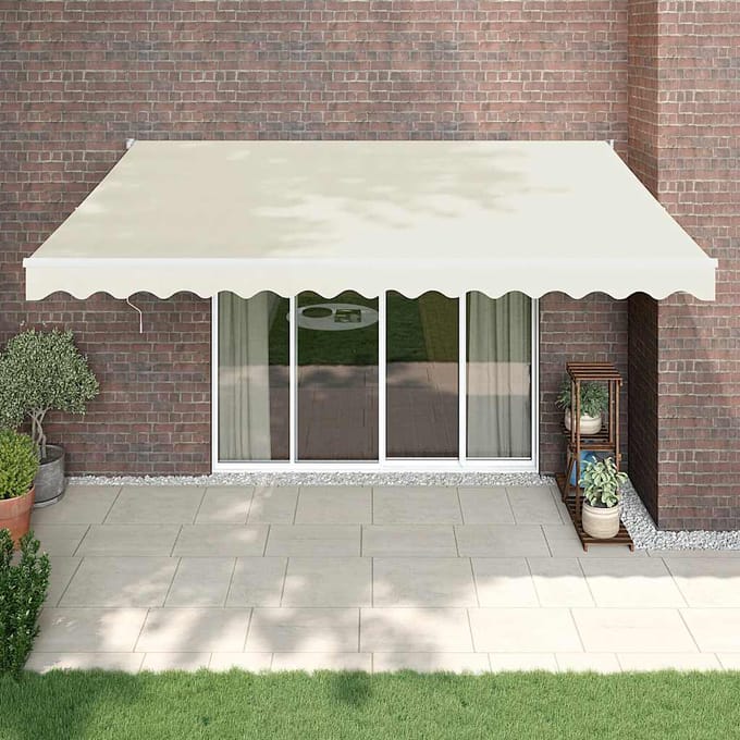vidaXL - Uitschuifbare - luifel - Crème - met - Witte - Frame - 4 - × - 3 - m
