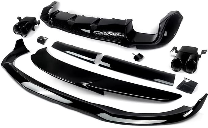 Bumper Diffuser Gloss Zwart - Passend voor Mercedes S, Voorlip Diffuser Spoiler en BS Stijl - Voor Auto Styling, Vervanging en Tuning