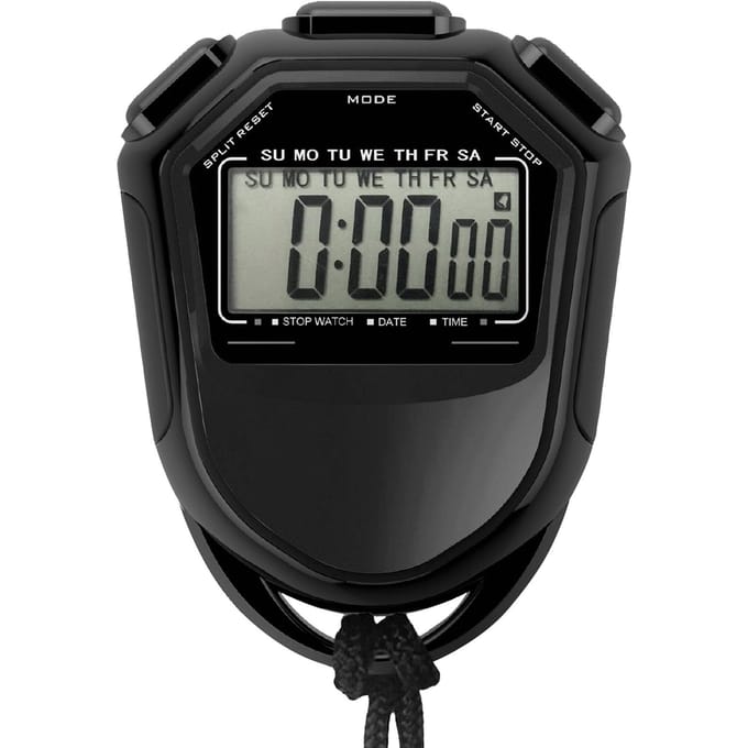 Waterdichte stopwatch Digitale handheld LCD Timer Chronograaf Sportteller met riem om te zwemmen