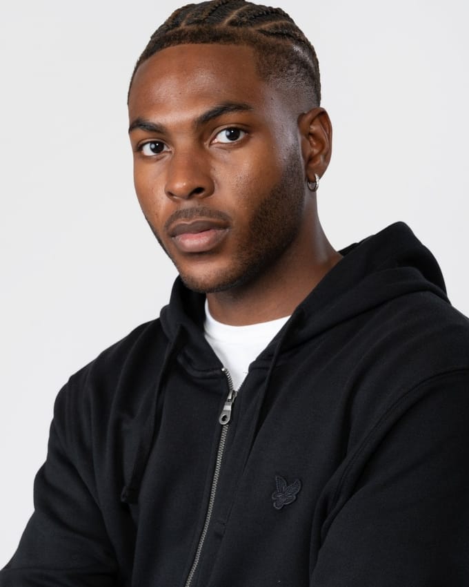 Lyle &amp; Scott Tonal Eagle Jet Black Hoodie Met Rits
