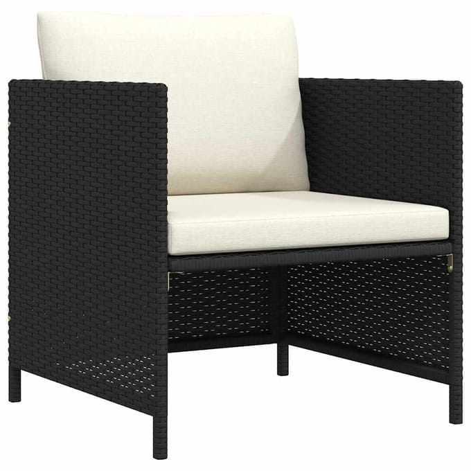 vidaXL - Tuinbank - met - kussens - poly - rattan - zwart