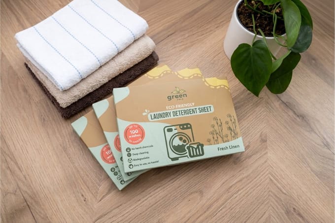 GreenFold Wasstrips - Fresh Linen - 100 Wasbeurten - Wasmiddel Strips - Wasmiddeldoekjes - Wasvellen - Wasdoekjes - Detergent Sheets - Laundry Strips