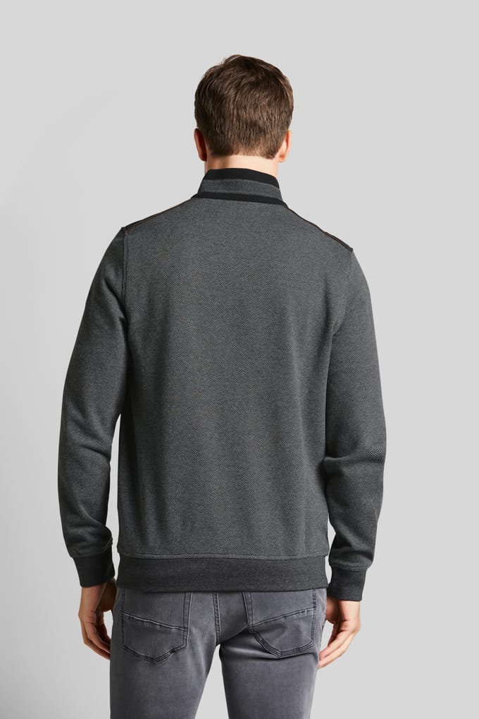 Bugatti Herren Sweattroyer met fijn houndstooth-patroon
