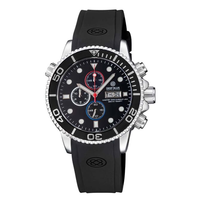 Deep Blue Master 1000 M1KUSACHRBLKBLKSTRP | Chronograph quartz diver Black