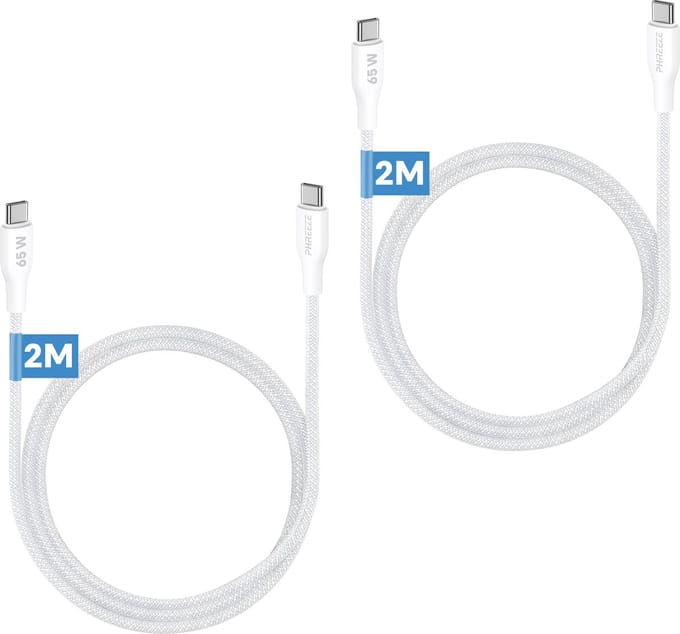 Oplaadkabel Usb C - 65w snelladen - Stevig nylon - 2m