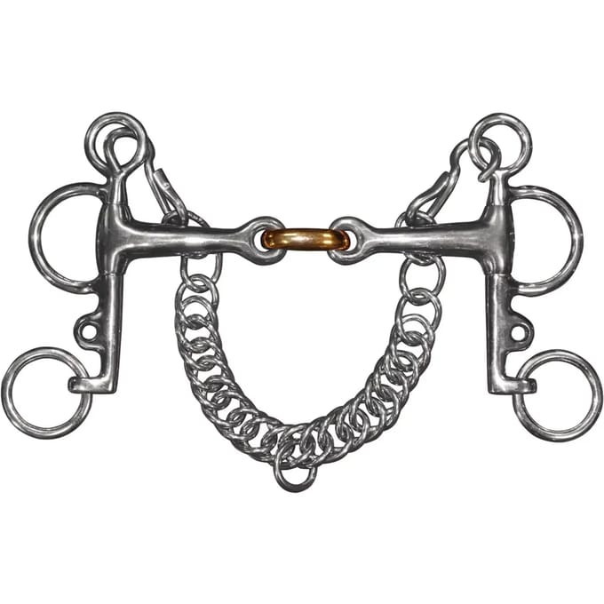 Pelham dubbel snaffle bit met korte schachten voor paarden Privilège Equitation
