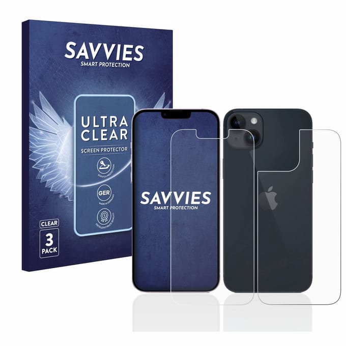 Savvies - Screenprotector voor Apple iPhone 14 (Voor+Achter) - Folie Beschermfolie transparant 6 Stuks