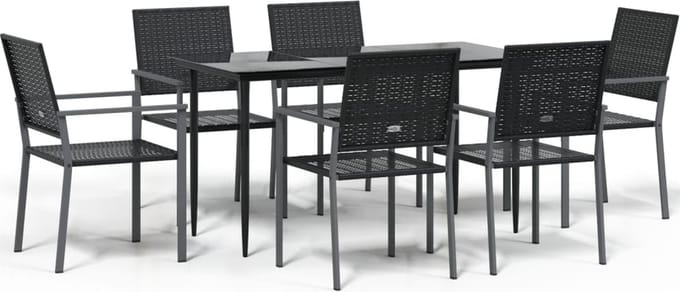 vidaXL - 7-delige - Tuinset - poly - rattan - en - staal