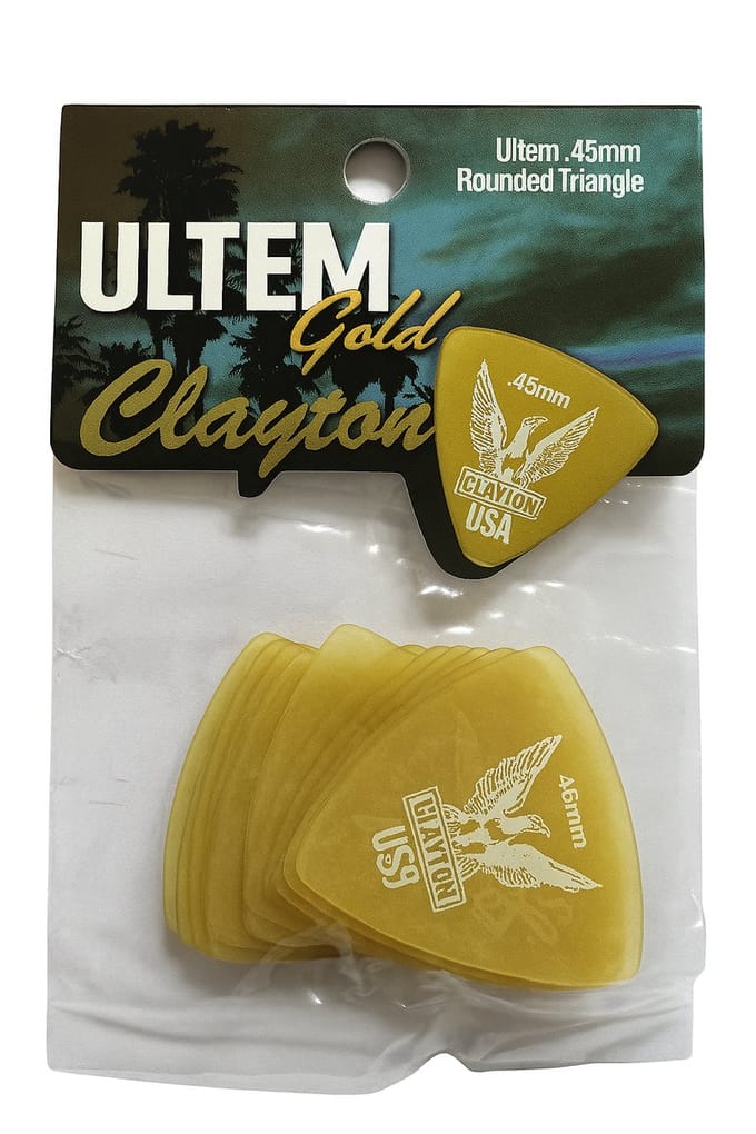 Clayton - Ultem Gold - Rounded Triangle plectrum - 0.45 mm - 12-pack