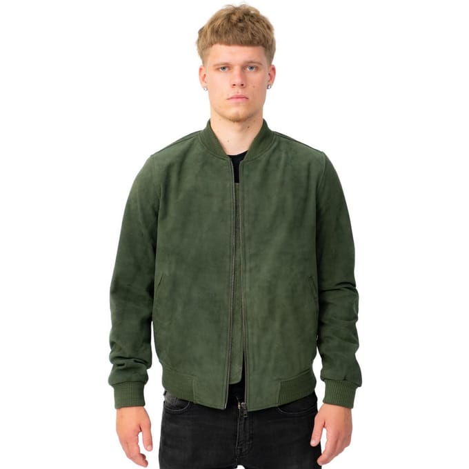 Heren retro geit suède varsity lederen bomberjack-Athene
