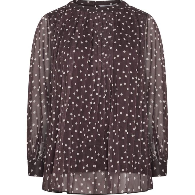 Yours London Chocoladebruine Blouse Met Stippen Size 38