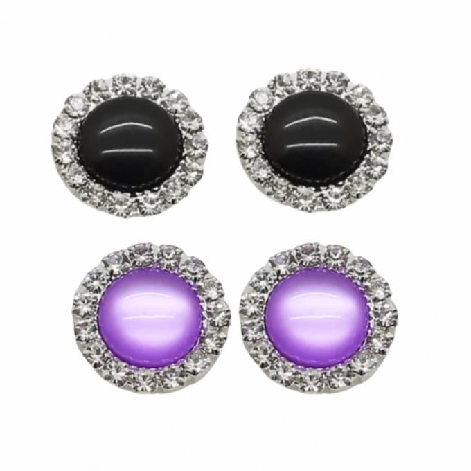 2 Paar-Clip oorbellen-Lila-Zwart-1.5 cm