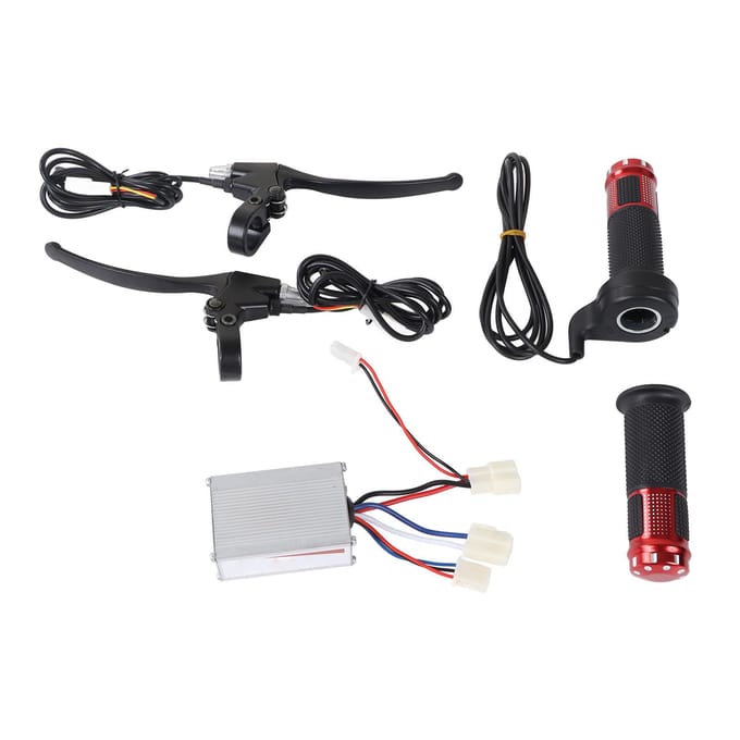 12V 250W Geborstelde Controller Kit Aluminium 3-draads Controller met Lange Lijn Zwarte Remhendel Rood black