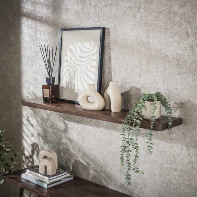 Hoyz Collection - Wandplank Carve 120cm - Massief Acacia Bruin