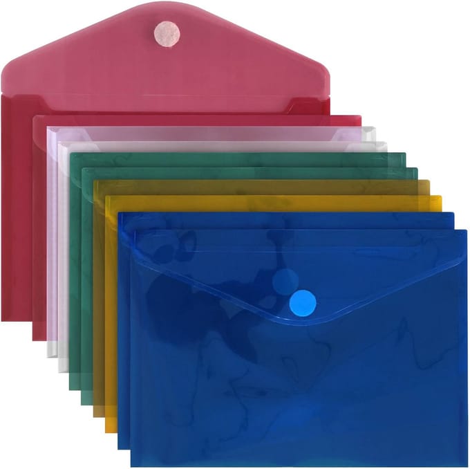 ACROPAQ - 10 x Documentenmap met klittenbandsluiting – 25 x 18 cm – Assorti kleuren – Documententas, Projectmap