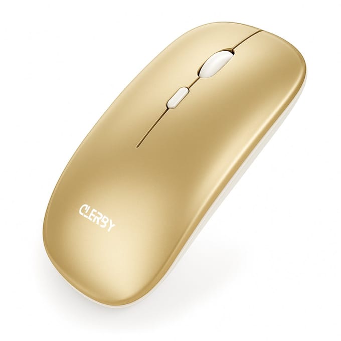 Clerby - Draadloze Muis - Stille klik - Bluetooth - Computermuis - Links & Rechtshandig - Goud