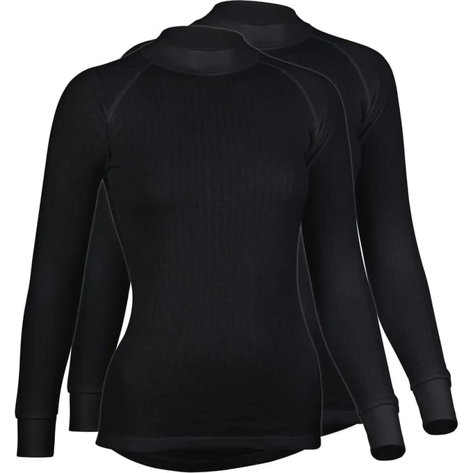 Avento Thermoshirt Lange Mouw Vrouwen - 2-Pack - Zwart - Maat 36