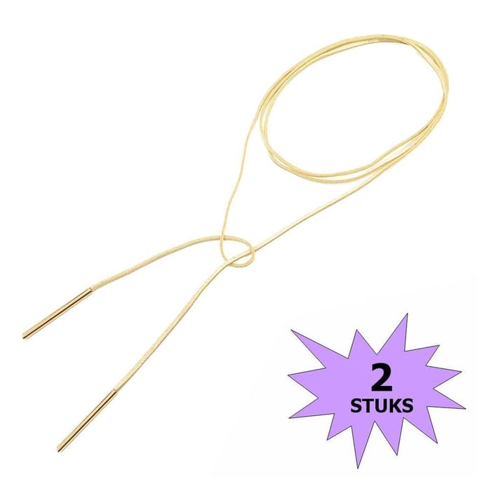 Fako Bijoux® - Choker - Velours - 150cm - Crème - Goudkleurig - 2 Stuks