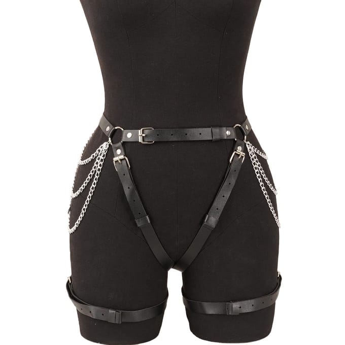 Dames Gothic PU Leer Riem Ketting Kousenband Dij Girdle Girdle Banden gray