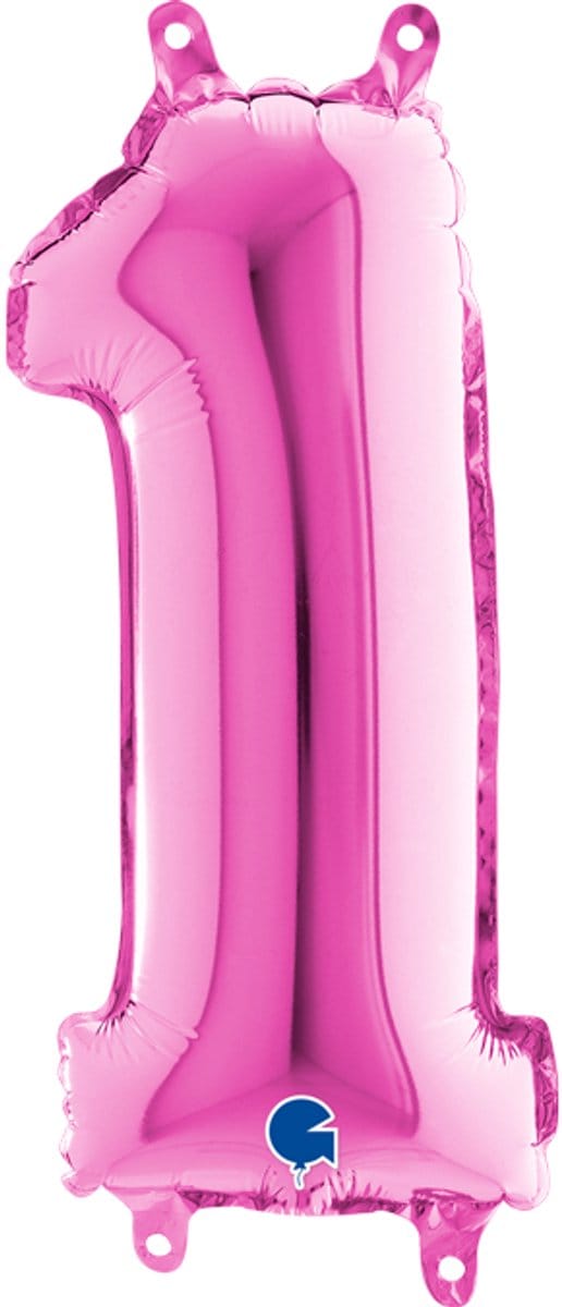 Folieballon cijfer 1 fuchsia 102 cm