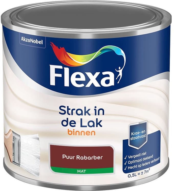 Flexa - Strak In De Lak Binnenlak Mat - Puur Rabarber - Mengverf - 500 Ml