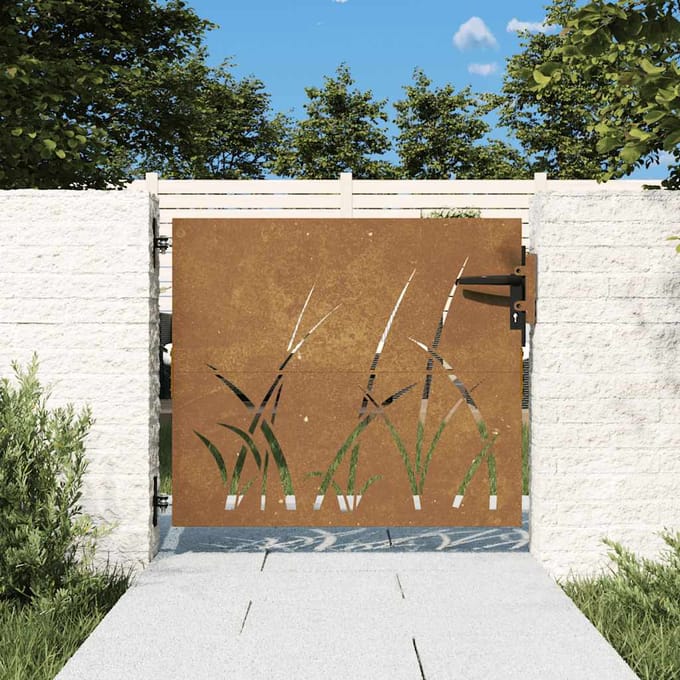 vidaXL - Poort - 85x75 - cm - grasontwerp - cortenstaal