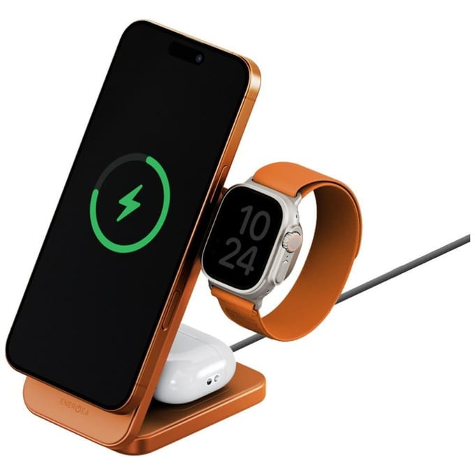 Energea MagTrio 2 3-in-1 Qi2 25W opvouwbare inductieve oplader oranje