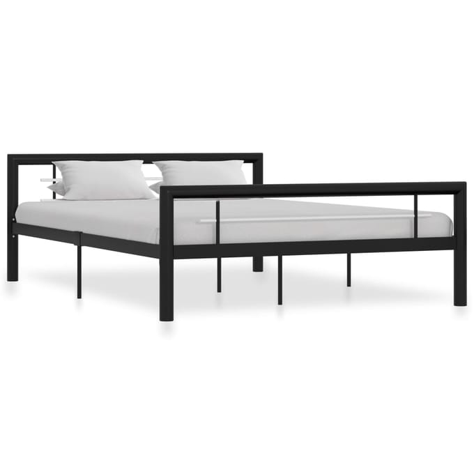 vidaXL - Bedframe - metaal - zwart - en - wit - 120x200 - cm