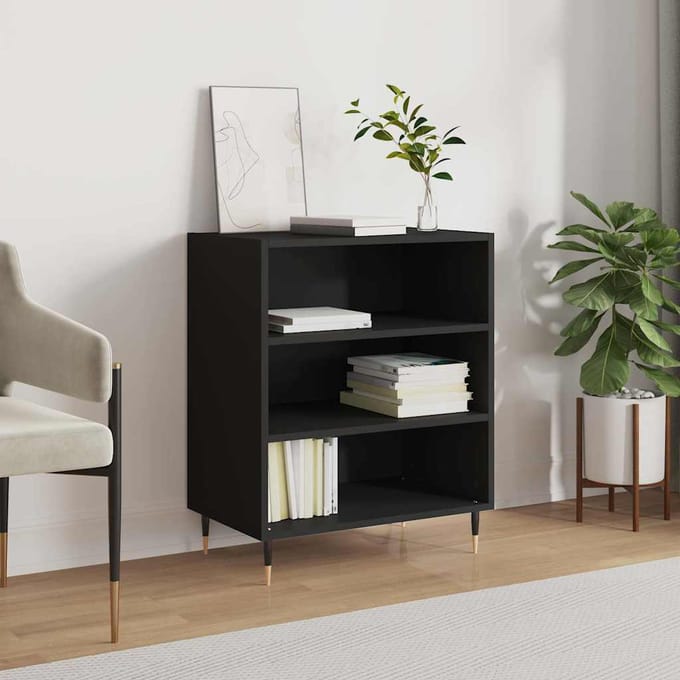 vidaXL - Dressoir - 57x35x70 - cm - bewerkt - hout - zwart