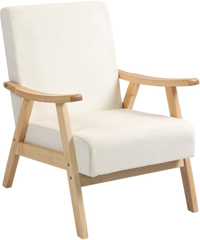 HOMCOM-Sessel-Polyester, Schaumstoff-80L x 65B x 83H cm-Cremeweiß