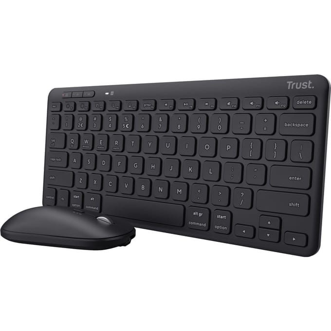 Trust Lyra - Draadloos Toetsenbord en Muis Set - Multi-Device - Compact - Oplaadbaar - QWERTY US - Zwart