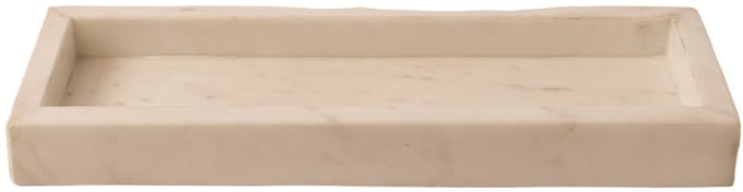 WinQ- Schaal Marmer wit - Rechthoekig 35x13cm - met dikke rand 3,5cm hoog