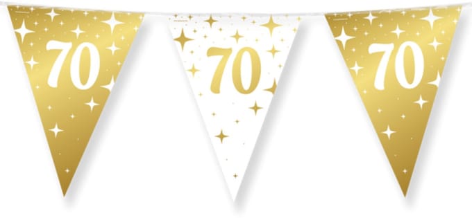 Vlaggenlijn Fancy - 70 jaar - Wit-Goud