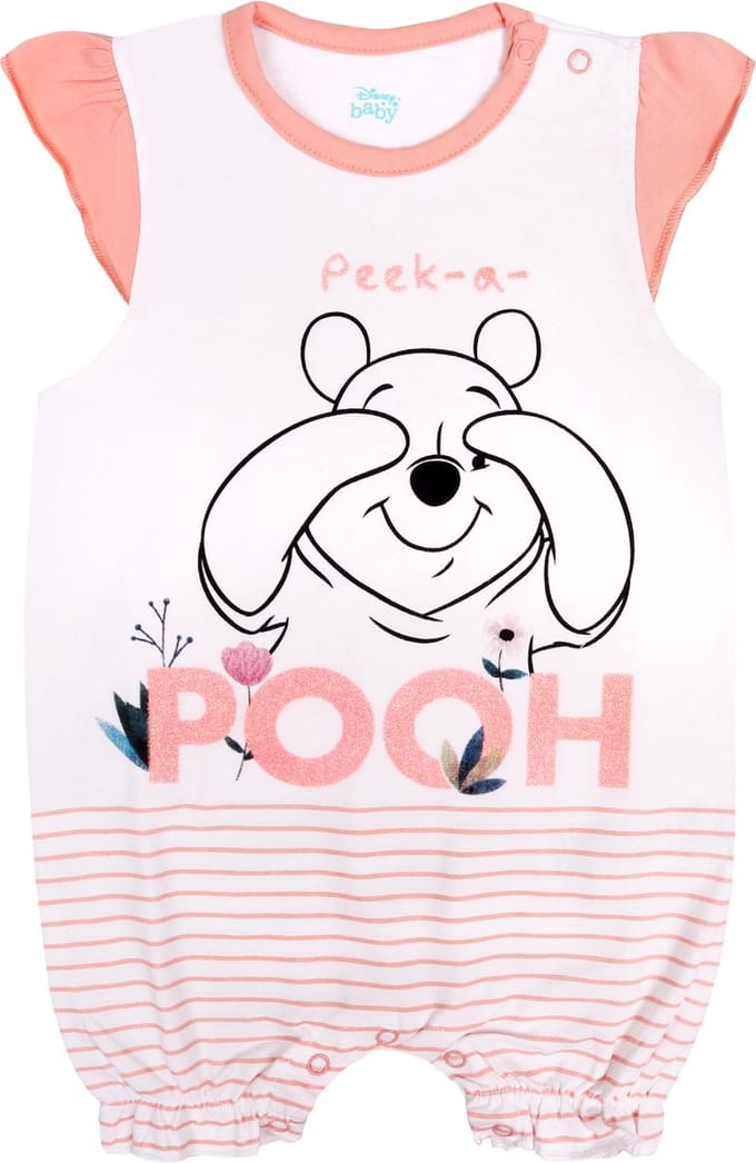 Wit, babyrompertje met Winnie de Poeh-motief / 80 cm