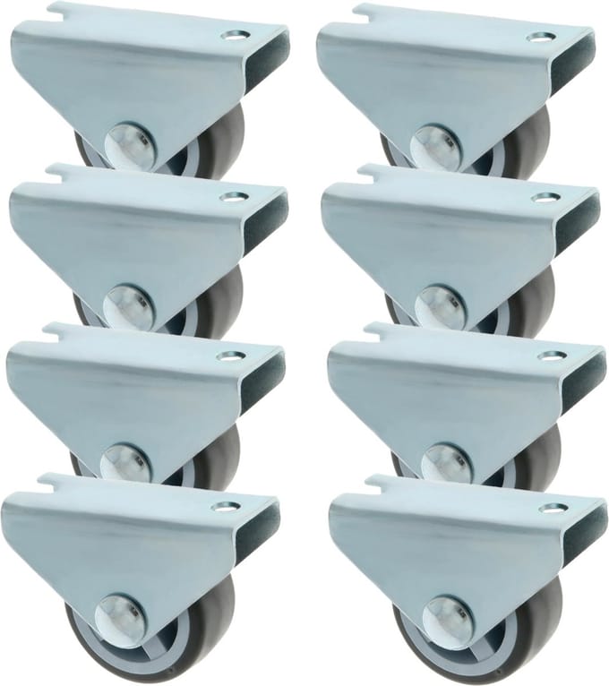 AMIG bokwiel/transportwiel - 8x - D25mm - rubber - 40kg draagvermogen - grijs