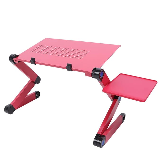 Moderne Stijl Opvouwbare Computer Tafel Bed Warmteafvoer Laptop Bureau met Muis Houder Rozerood pink